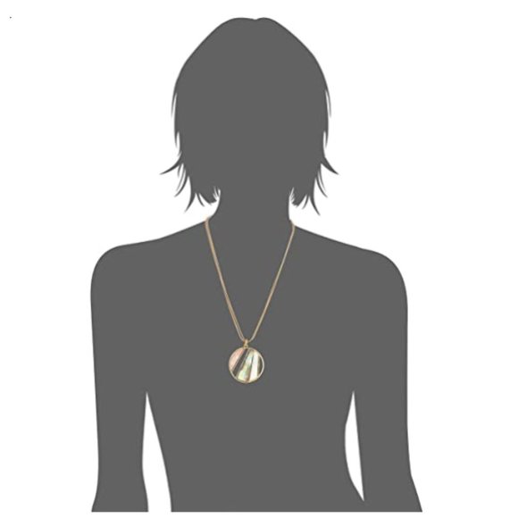 NEW Kenneth Cole NY Geometric Disc Shell Necklace - Picture 3 of 8